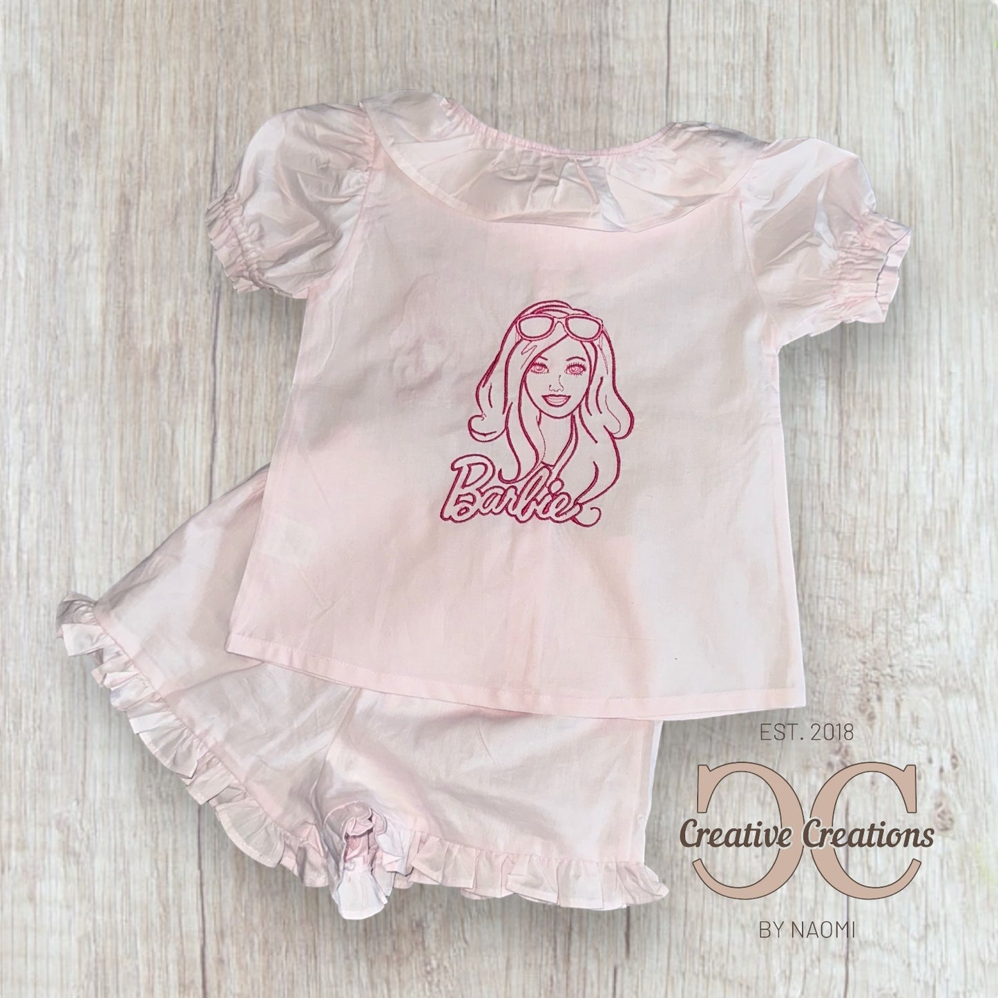 Linen Frill Barbie Shorts & Tshirt Set