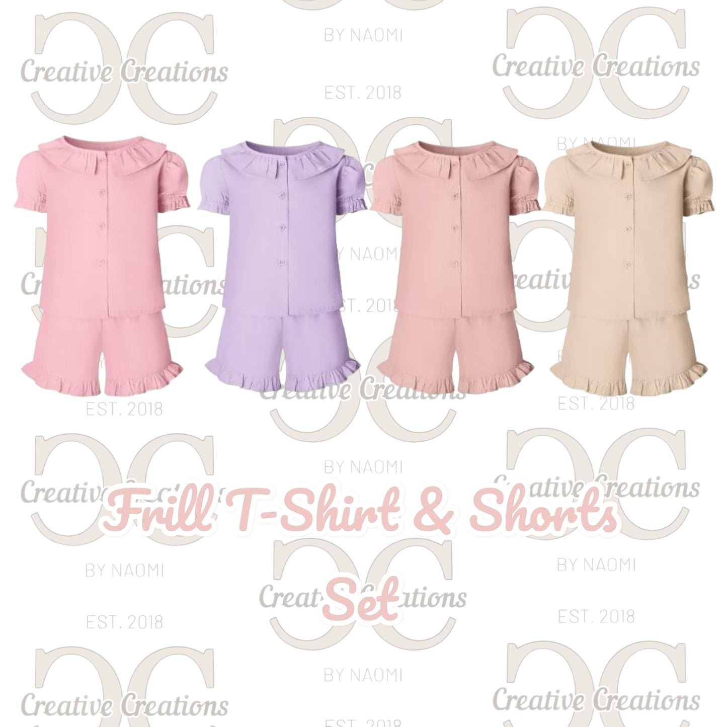 Linen Frill Barbie Shorts & Tshirt Set