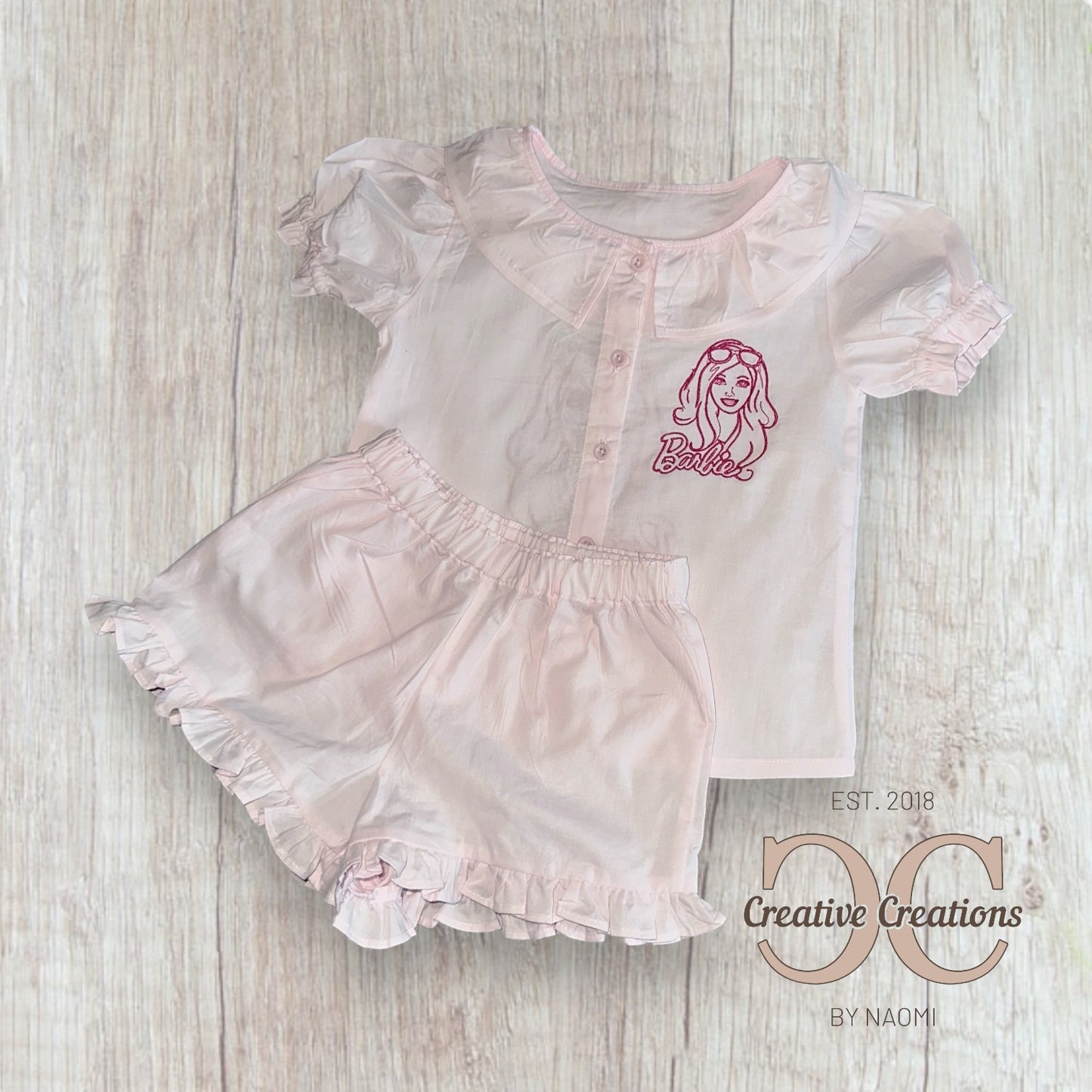 Linen Frill Barbie Shorts & Tshirt Set