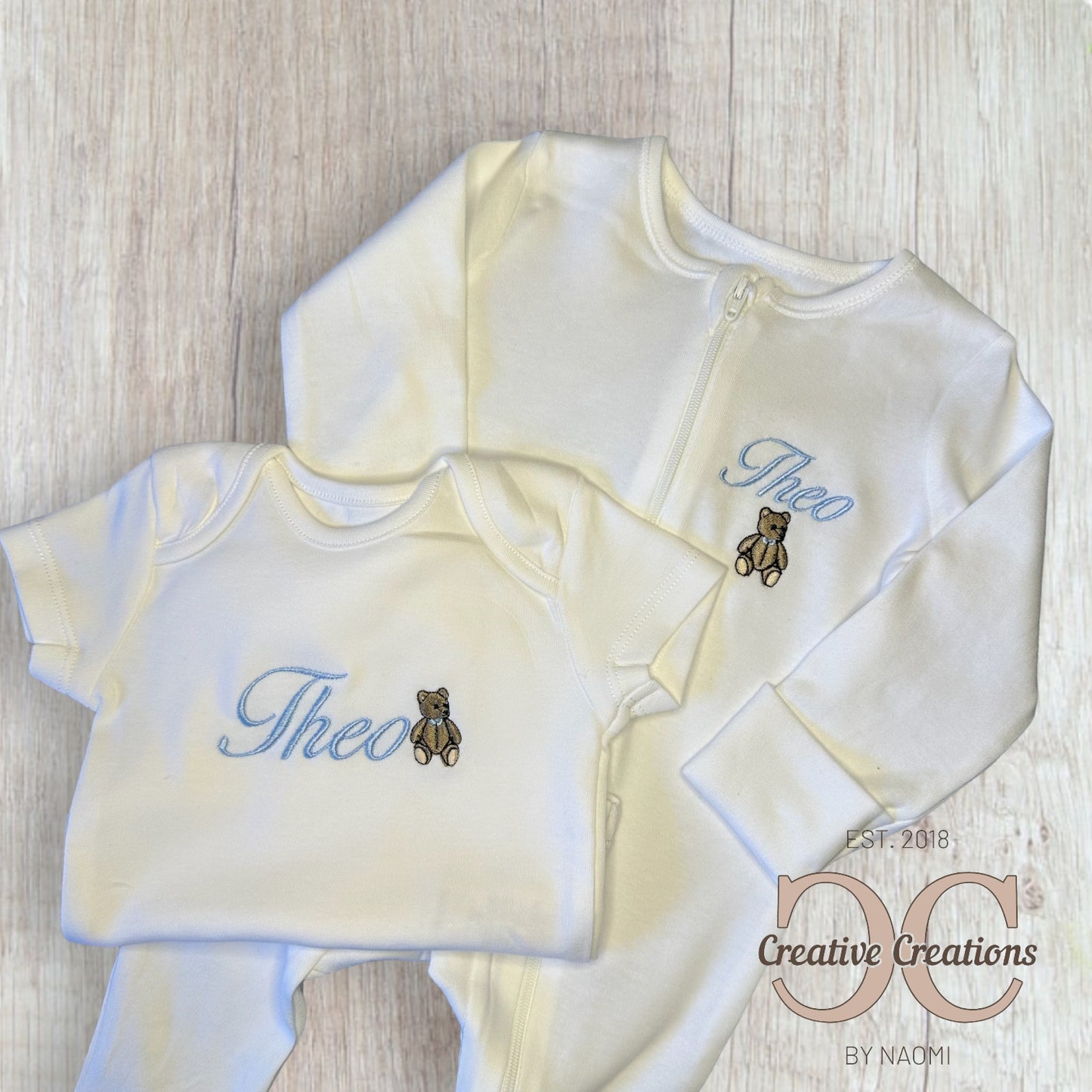 Teddy Bear Zip Sleepsuit & Vest Set