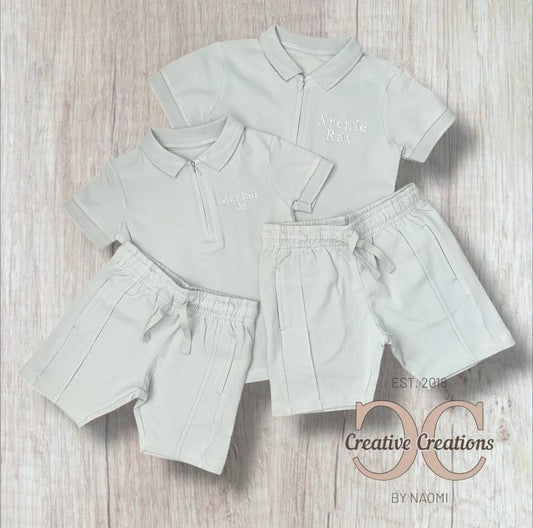 Zip Polo & Shorts Set